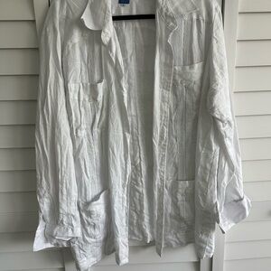 Men's White Long Sleeve Dress Shirt / Guayabera